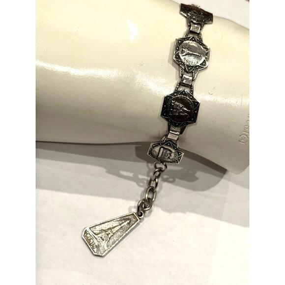 FILIGRANE DEPOSE ART DECOSILVER BRACELET PARIS EIFFEL TOWER FRANCE NOTRE DAME 7" - Picture 10 of 10